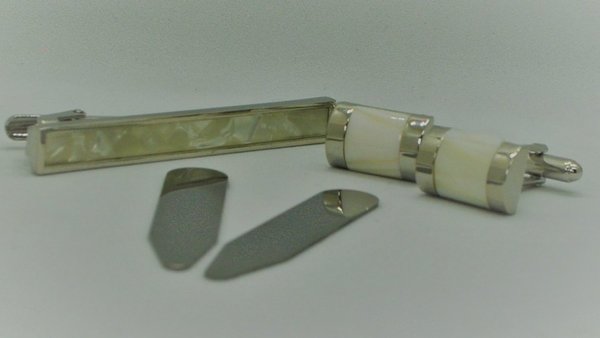 Metall  Manschettenknöpfe mit Krawattennadel und Hemdenstäbchen